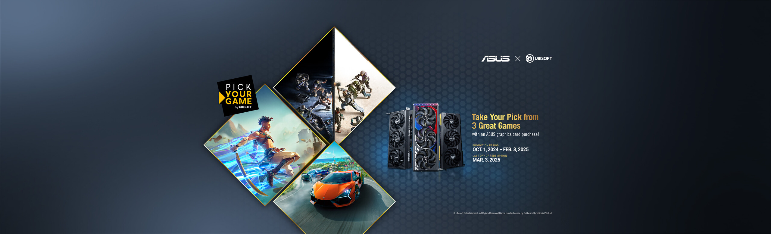 Take your pick of 3 great games with an ASUS graphics card purchase!