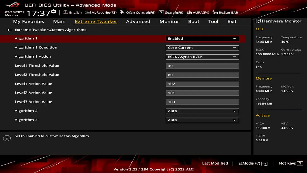 This UEFI example shows a custom algorithm for BCLK configuration.