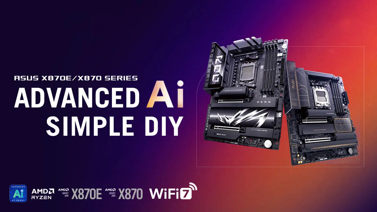 ASUS X870E/X870 motherboard lineup banner