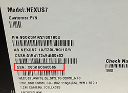 tablet serial number nexus 7
