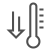 Thermometer alongside a down arrow