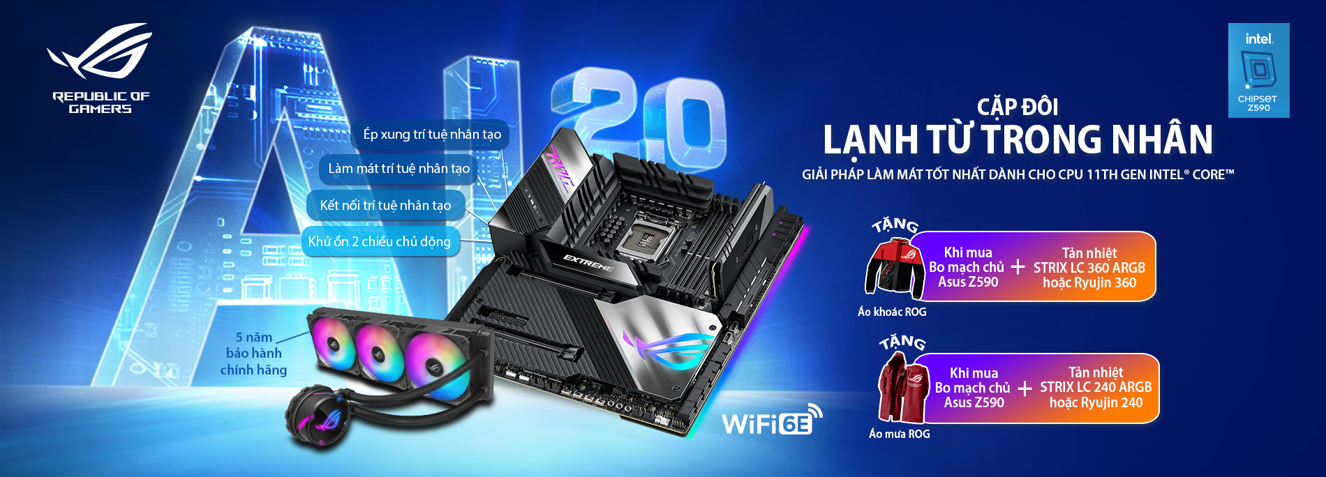 Mua combo bo mạch chủ ASUS ROG Z590 + tản nhiệt AIO 240/360 tặng áo ...