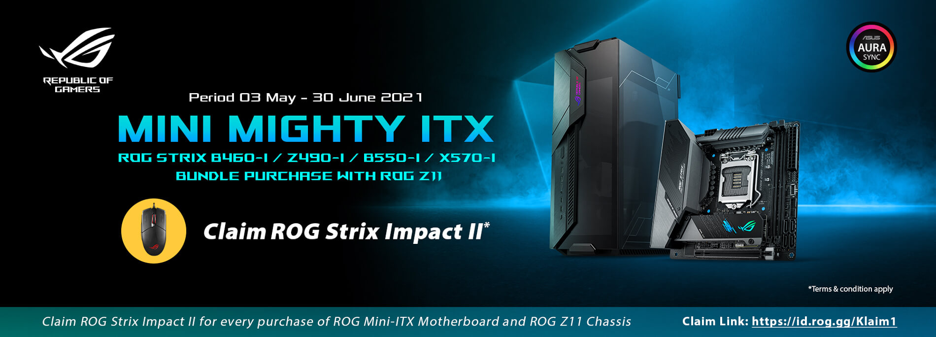 Mini Mighty ITX Bundle Purchase of ROG Strix Mini - ITX Motherboard and ROG Z11 Chassis