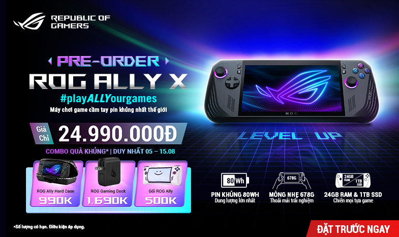 Pre-order: ROG Ally X - Máy chơi game cầm tay pin khủng nhất thế giới