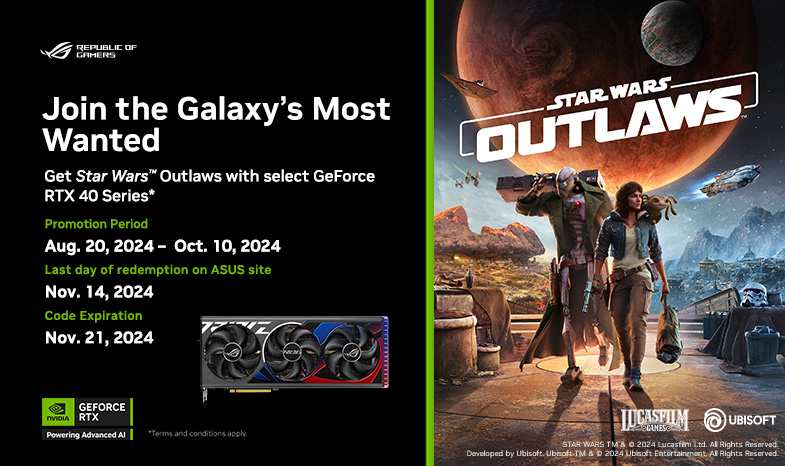 Get Star Wars™ Outlaws and the Forest Commando Character Pack with Select GeForce RTX 40 Series. 