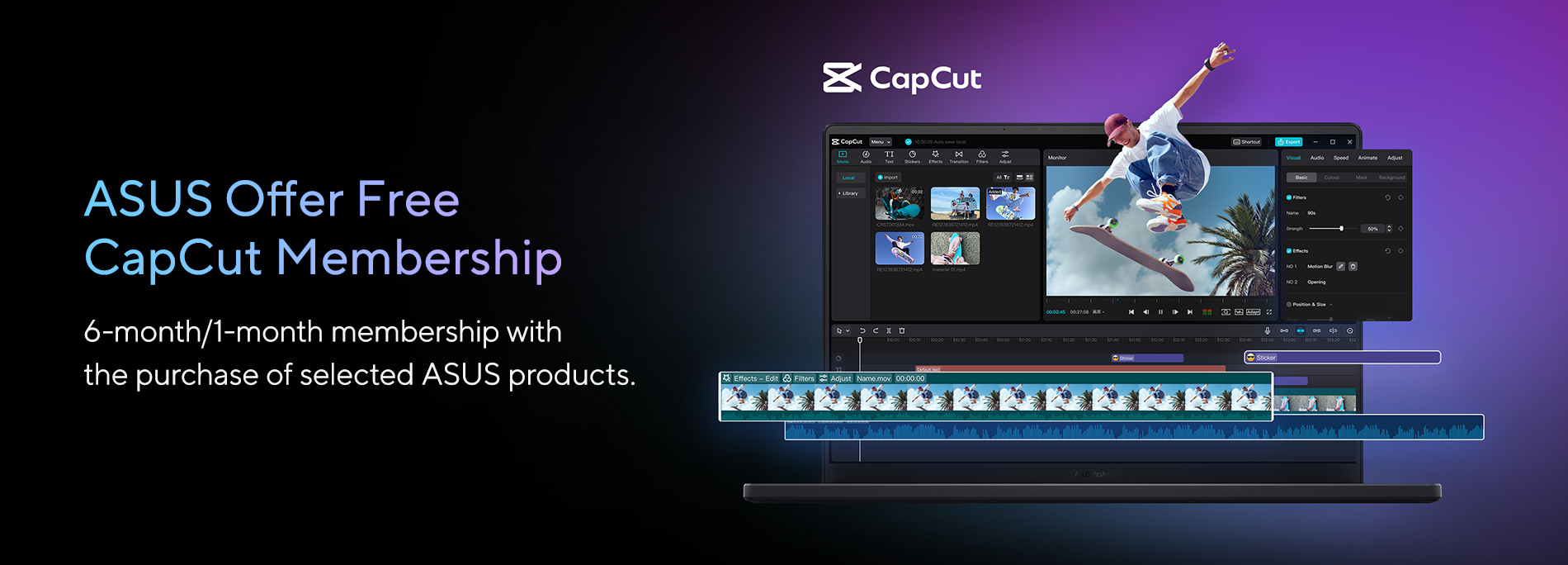 ASUS Offers Free CapCut Membership