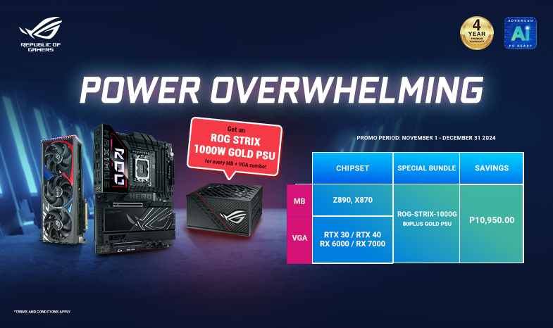 Claim an ROG 1000W gold PSU when you purchase ASUS MB + VGA combo!