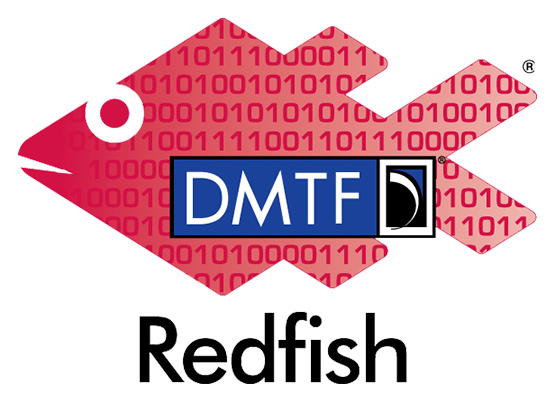 Red fish figure with DMTF logo