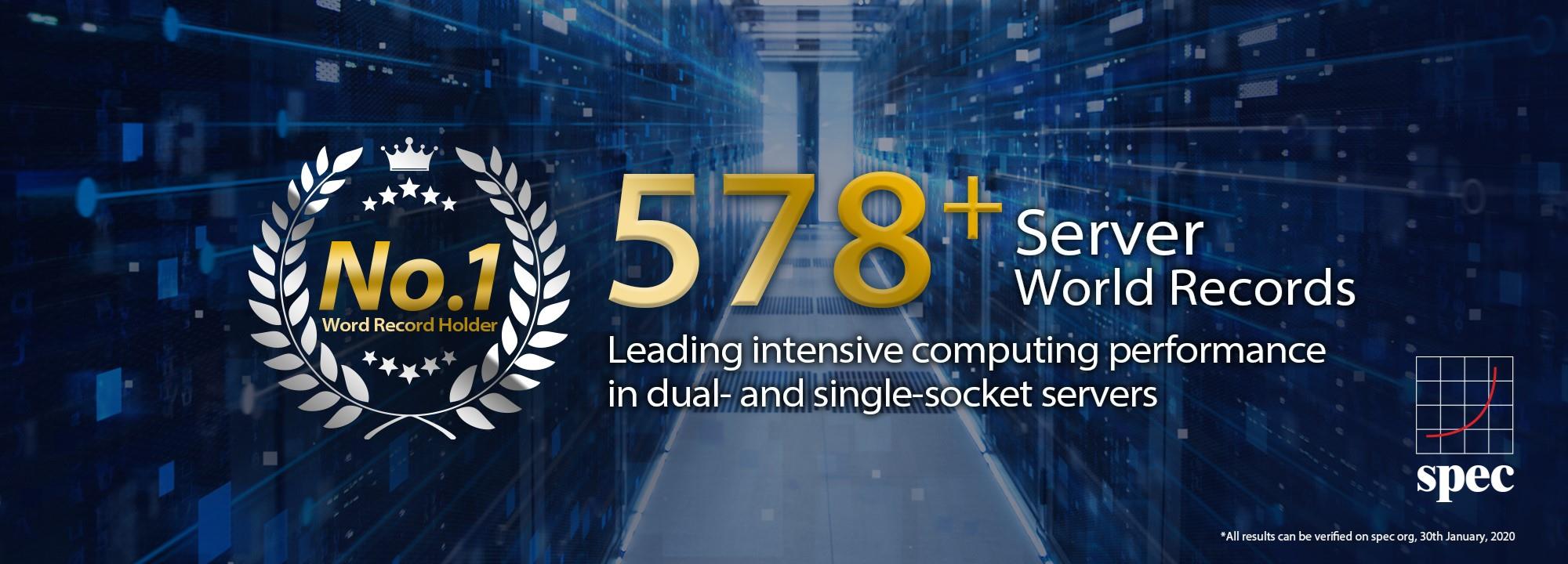 ASUS sets over 578 Server World Records, Leading intensive computering performance in dual-and single-socket servers