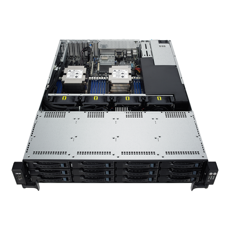 RS520-E9-RS12-E server, open front view 