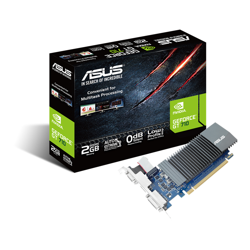 ASUS GeForce GT 710 packaging and graphics card