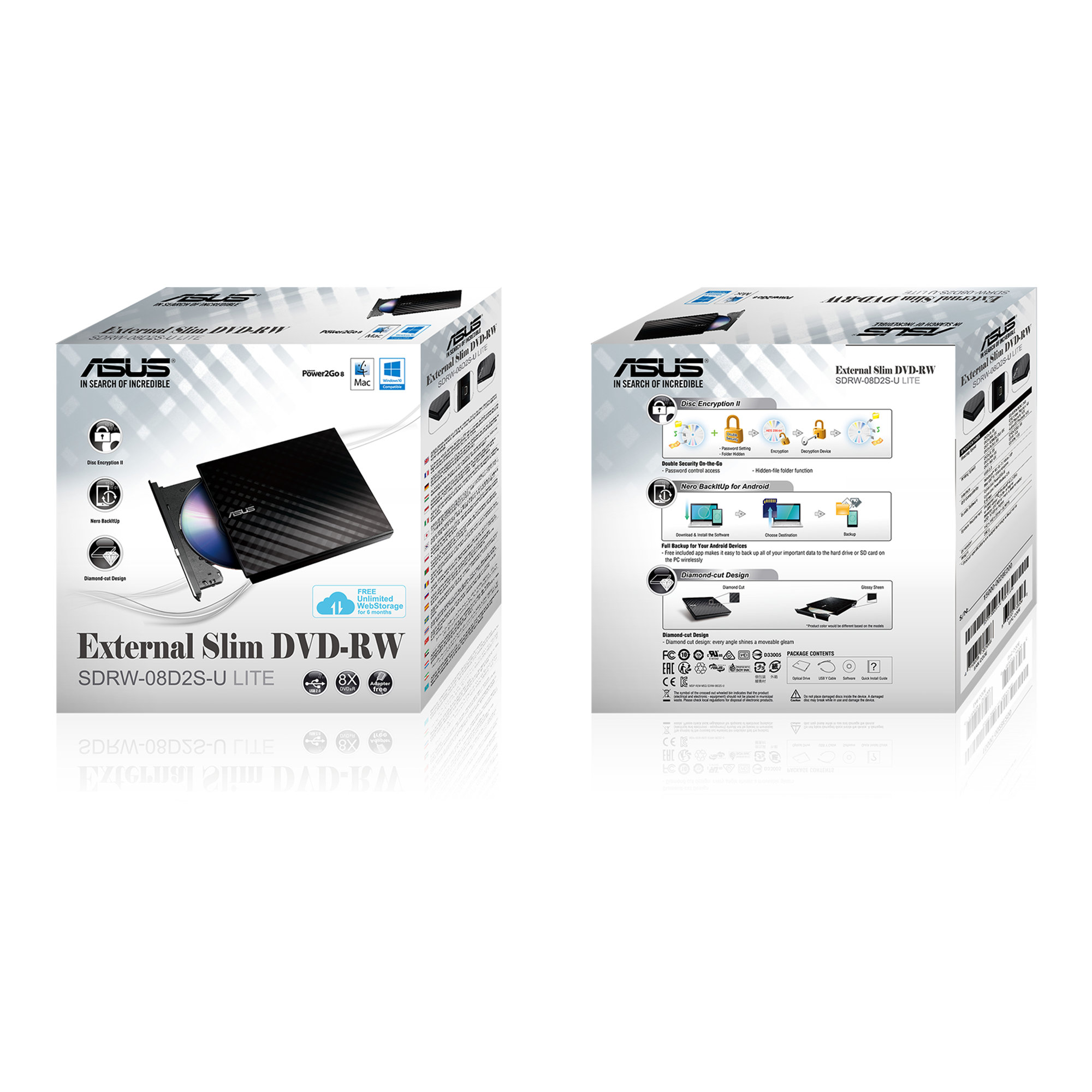 ASUS Lecteur Graveur CD / DVD externe SDRW-08D2S-U LITE Noir Graveur DVD x8  ultra-compact, M-Disc supporte, compatibilite Wi - Cdiscount Informatique