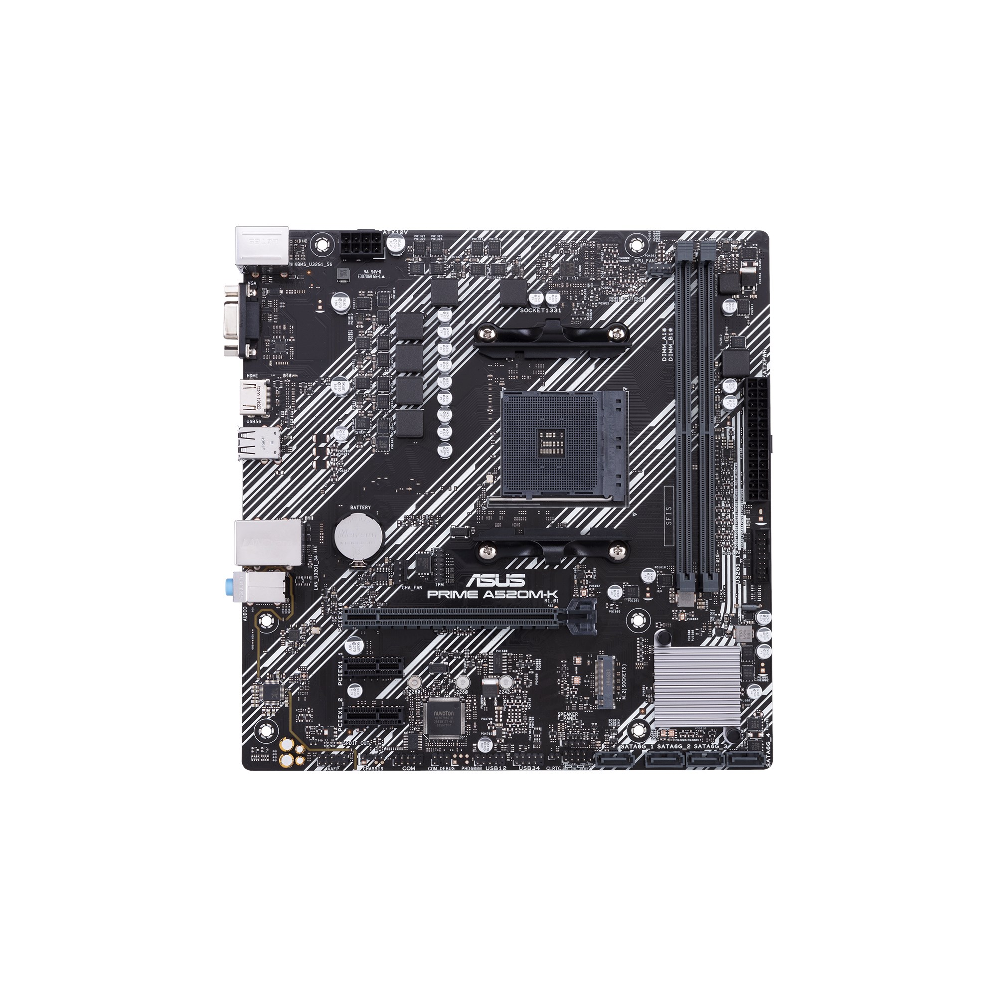 Asustek Computer Prime A520M-E AMD A520 (Ryzen AM4) Micro ATX Motherboard  with M.2 Support, 1 Gb Ethernet, HDMI/DVI/D-Sub, SATA 6 Gbps, USB 3.2 Gen 2