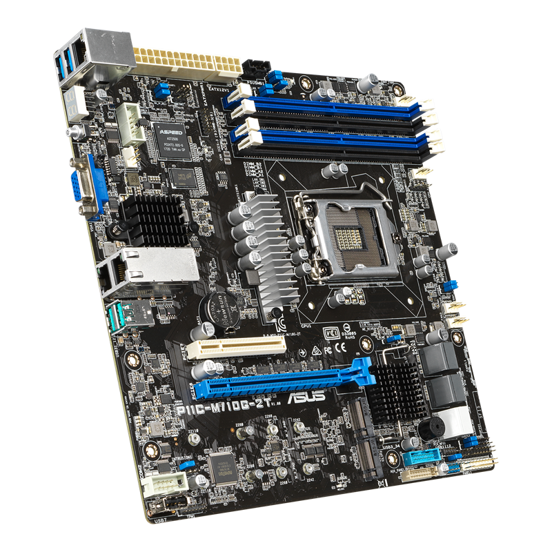 P11C-M/10G-2T server motherboard, right side view