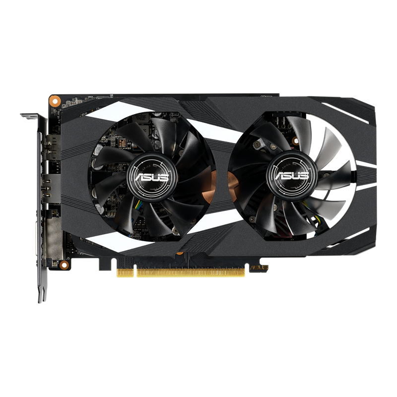 Dual GeForce GTX 1660 Ti OC edition graphics card, front view 