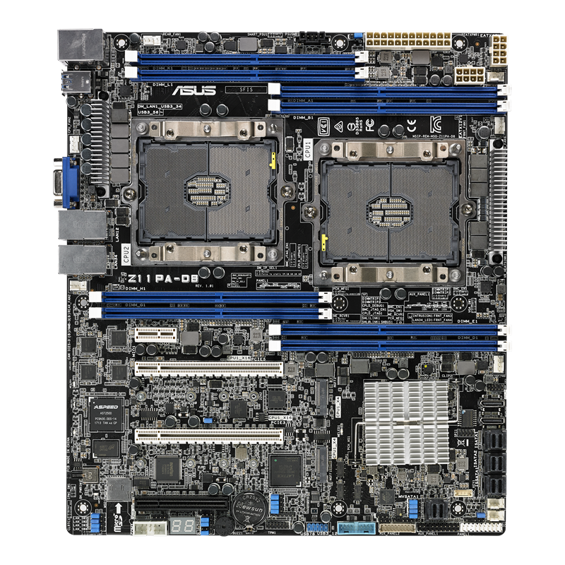 Z11PA-D8 server motherboard, front view 