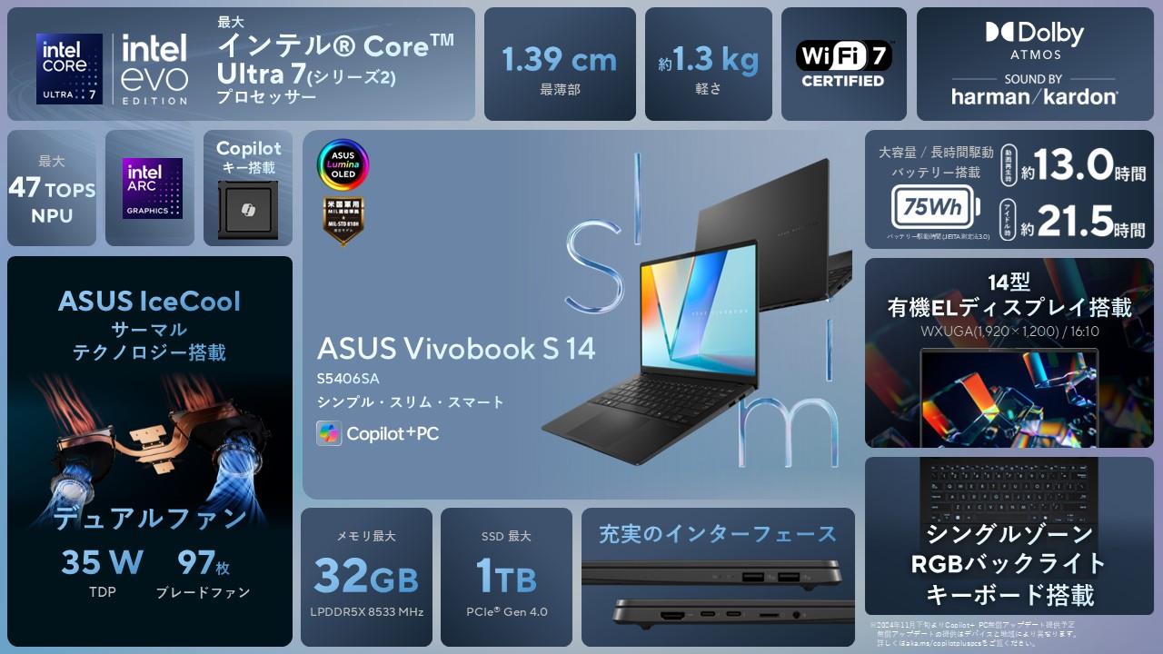 ASUS Vivobook S 14 S5406WA 製品概要一覧