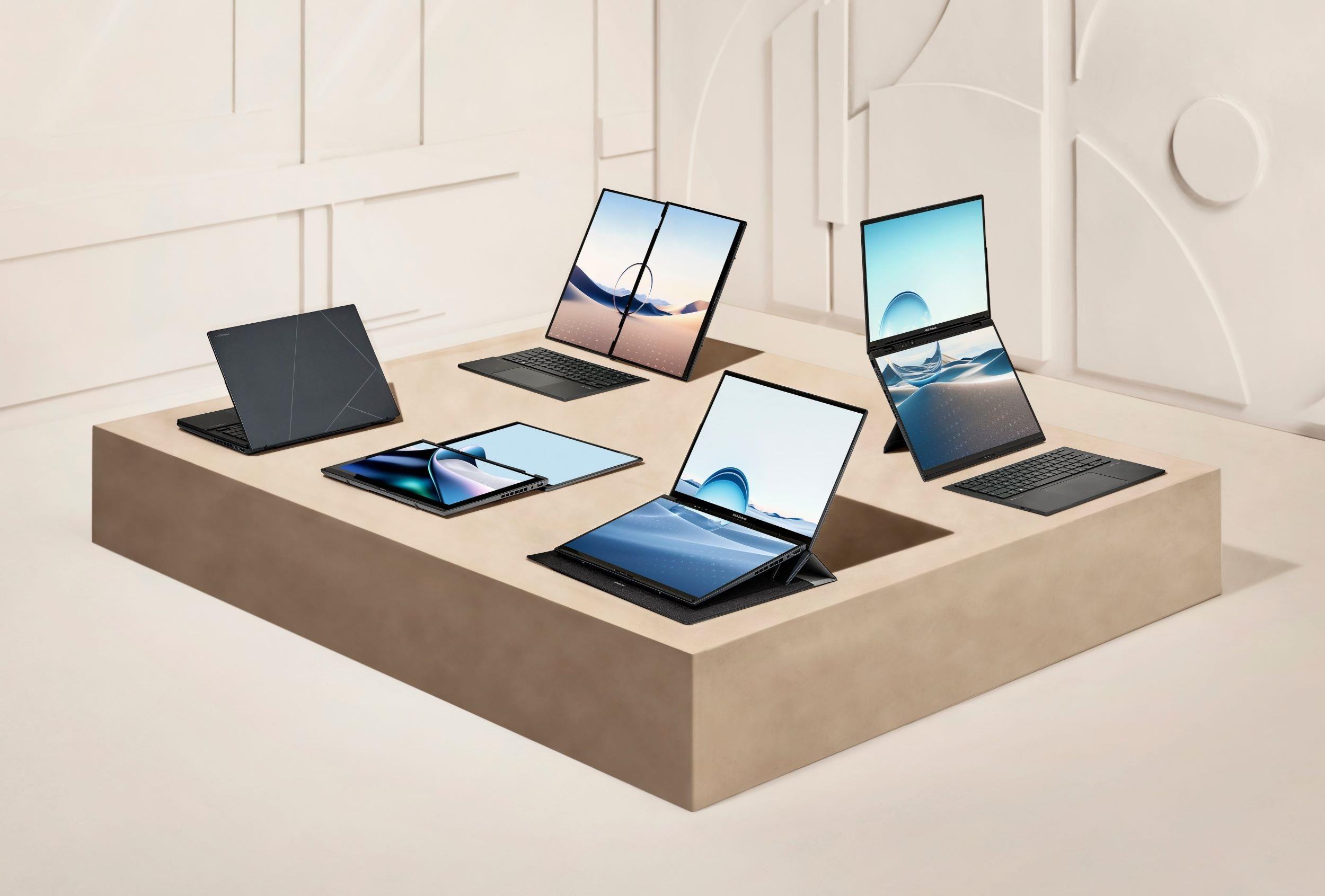 Laptops displayed on a table