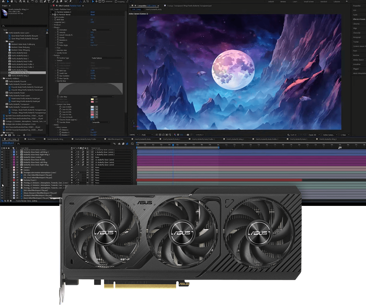 Prime VGA-kaart met Adobe Firefly gebruikersinterface op de achtergrond