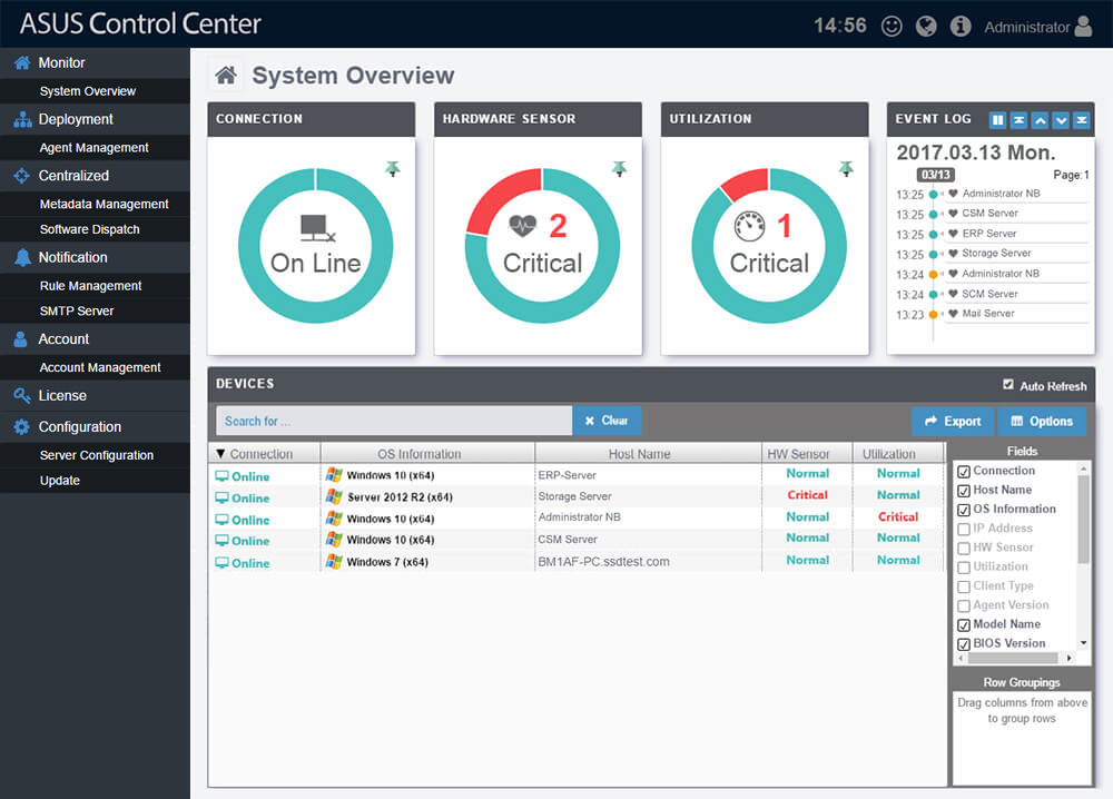 ASUS Control hardware & software monitoring