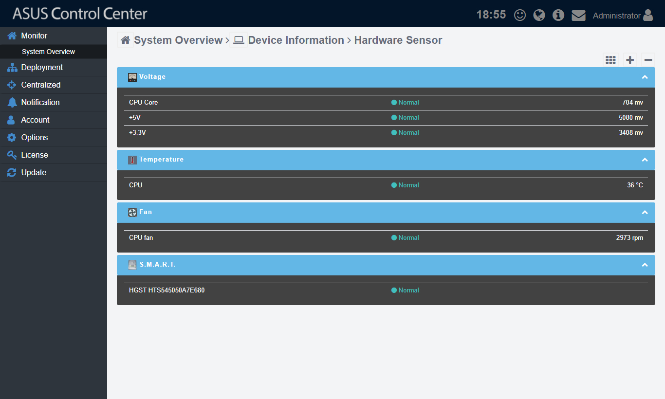 ASUS Control hardware & software monitoring