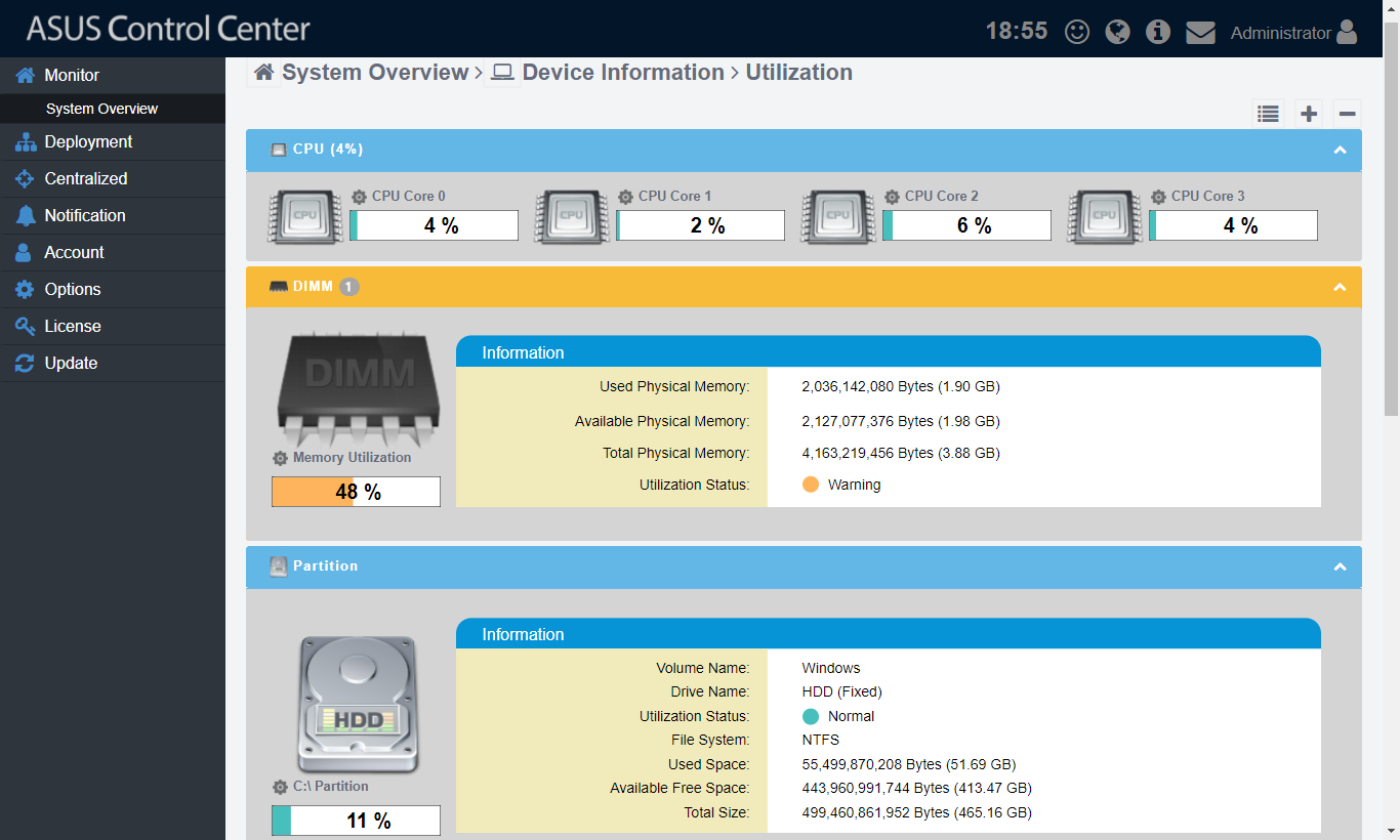 ASUS Control hardware & software monitoring