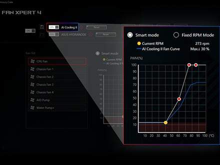 AI COOLING II 的使用者介面