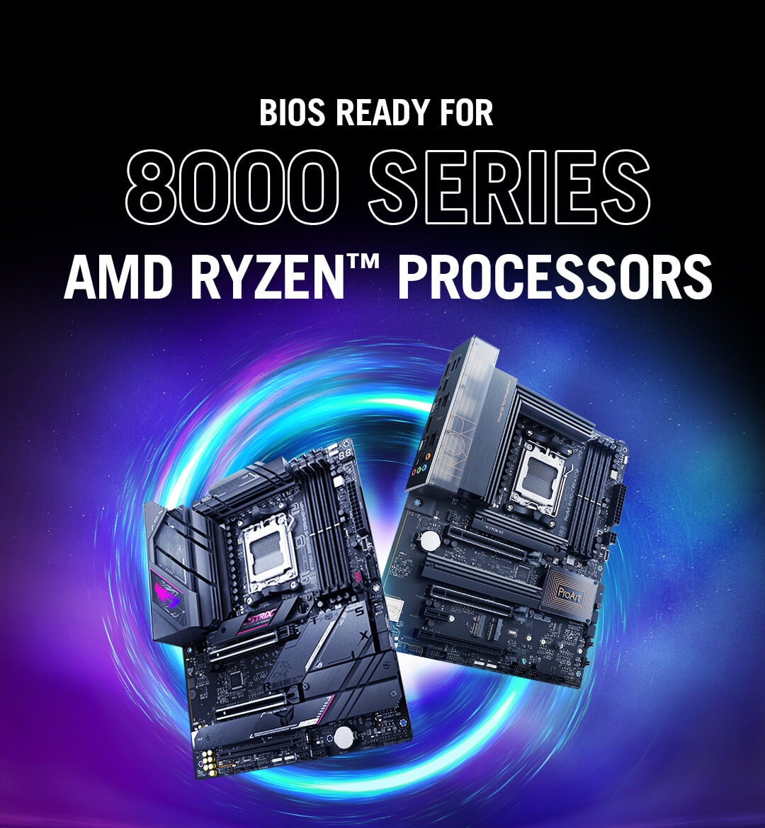 Afbeelding twee B650 moederborden met BIOS Ready voor 8000-serie AMD Ryzen™ processors