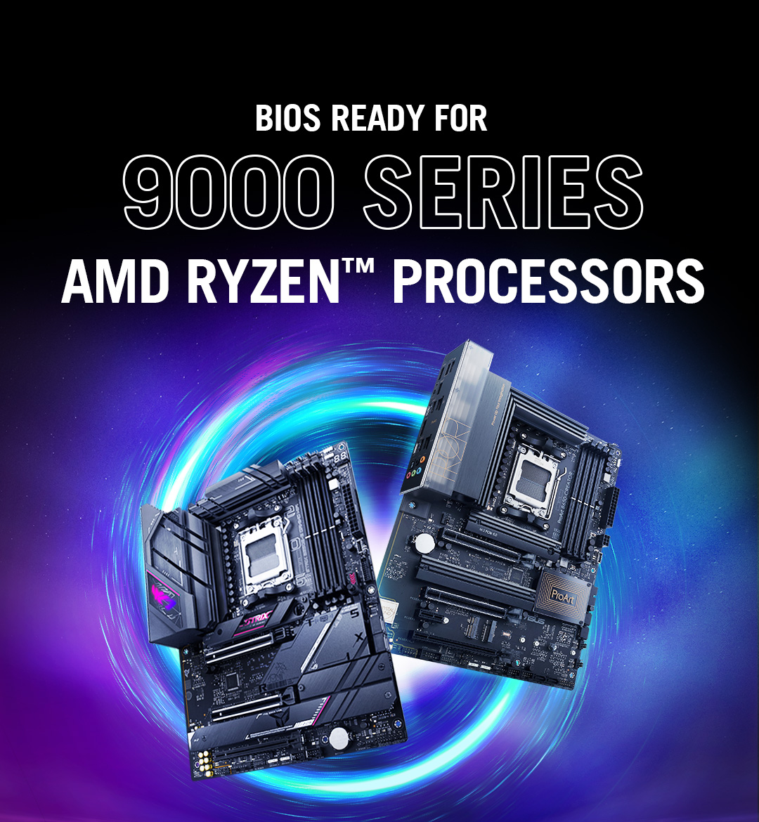 Two B650 motherboards image with BIOS Ready for 9000 Series AMD Ryzen™ Processors