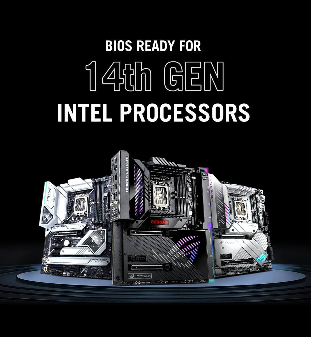 Зображення трьох материнських плат Z790 з BIOS Ready для процесорів Intel 14-го покоління