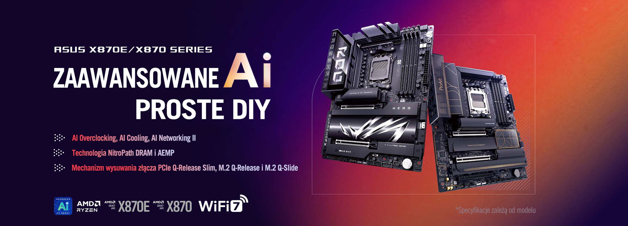 ASUS X870E/X870 motherboard lineup banner