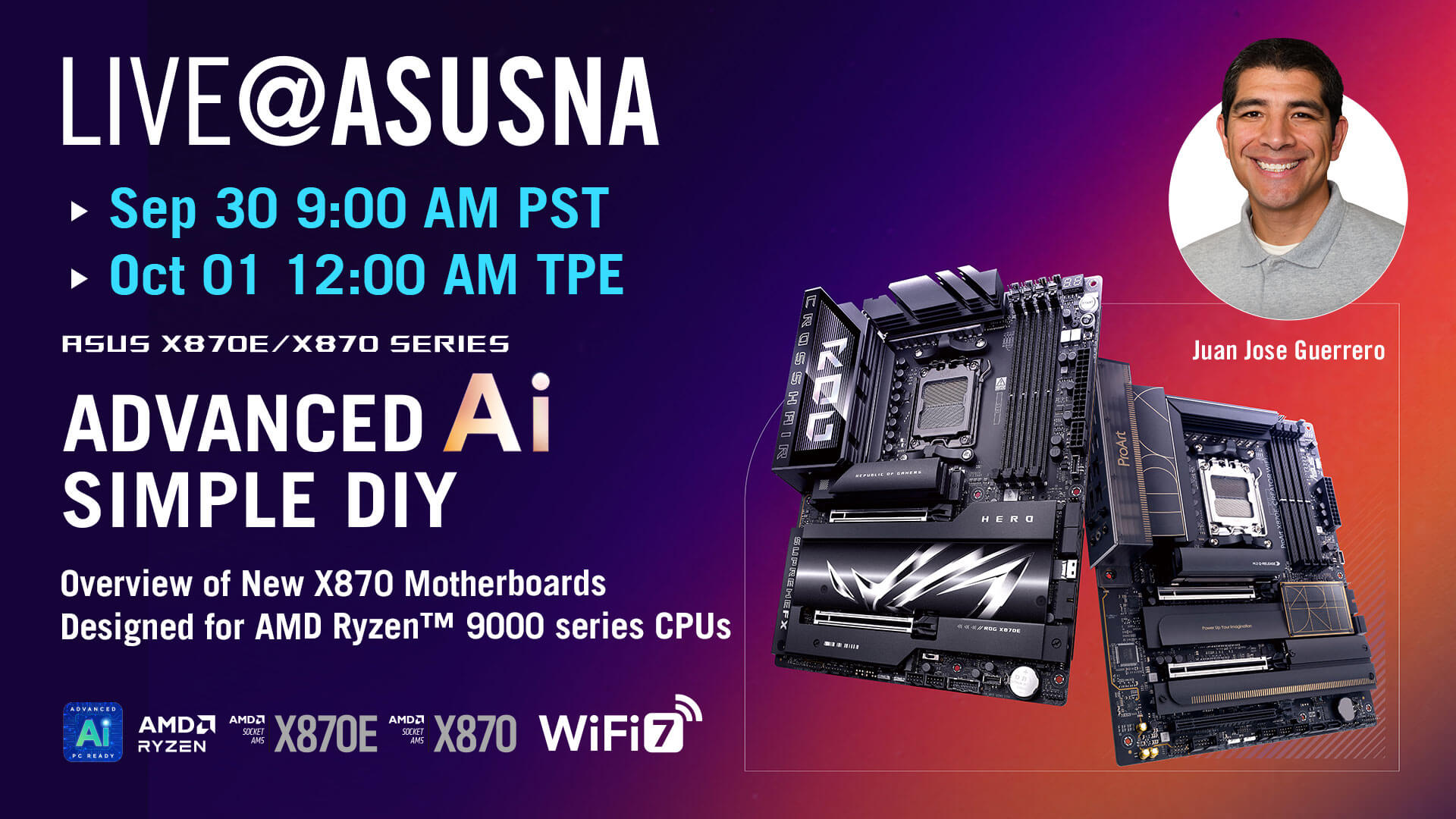 ASUS X870E / X870 Full Motherboard Series Overview & Demo Live Stream banner