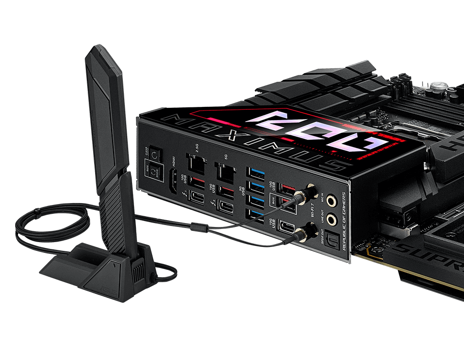 ROG Maximus Z890 Hero mit ASUS WiFi Q-Antenne