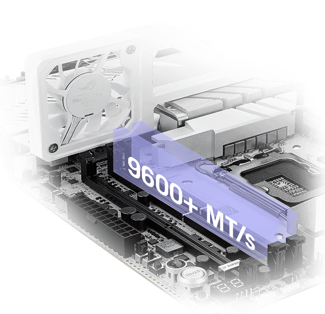 Ilustracja wydajności DDR5 na płycie głównej ROG Maximus Z890 Apex