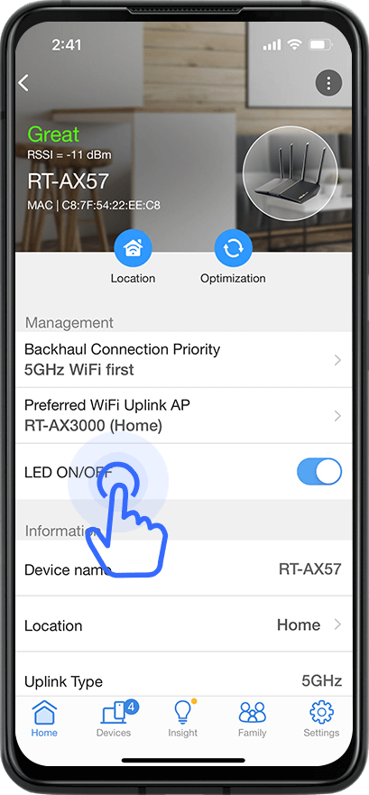 Phone screen shows user interface of ASUS Router App