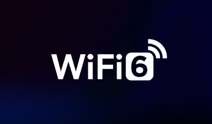 image of Wi-Fi 6 logo in dark blue background
